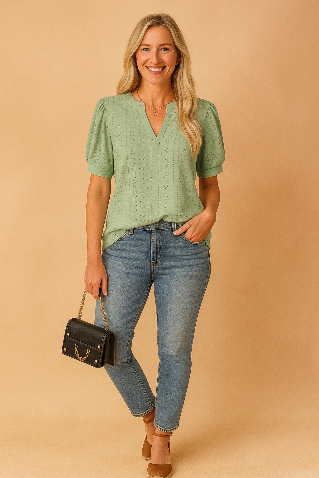 Elegant Women's Blouse with Short Sleeves and Cutout Neckline for Casual Outings 2