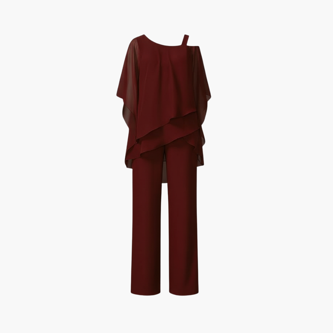 Elegant Women's Cold Shoulder Jumpsuit with Wide-Leg Pants - Stylish Jumpsuit for Formal Events and Office Wear 1