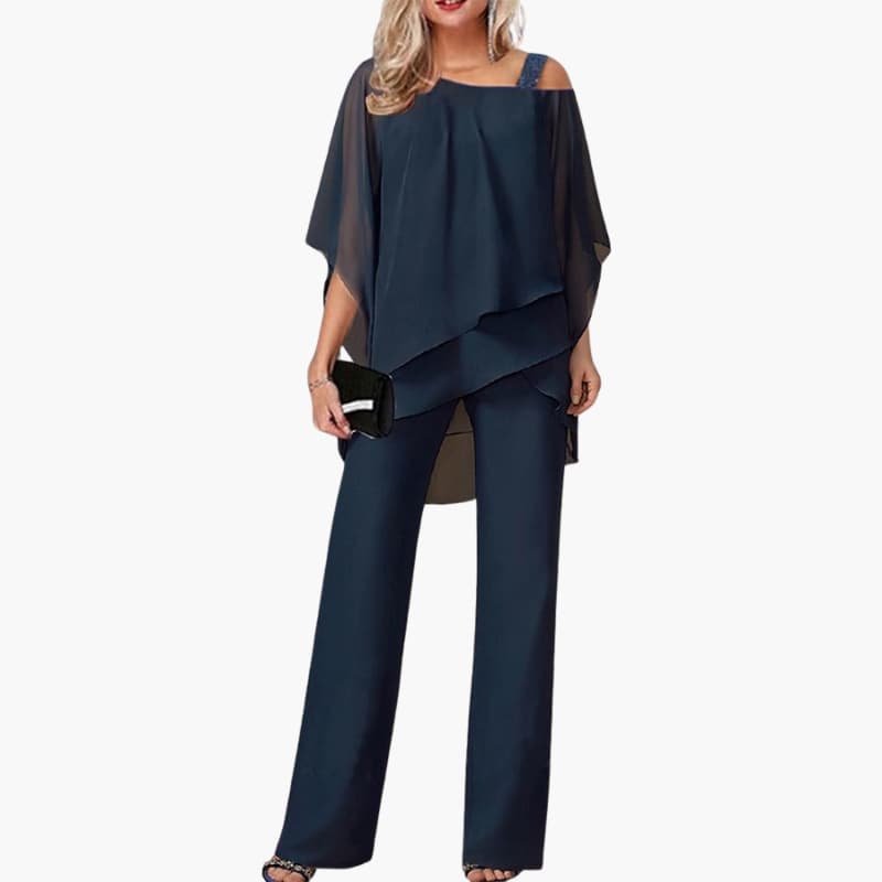 Elegant Women's Cold Shoulder Jumpsuit with Wide-Leg Pants - Stylish Jumpsuit for Formal Events and Office Wear 4