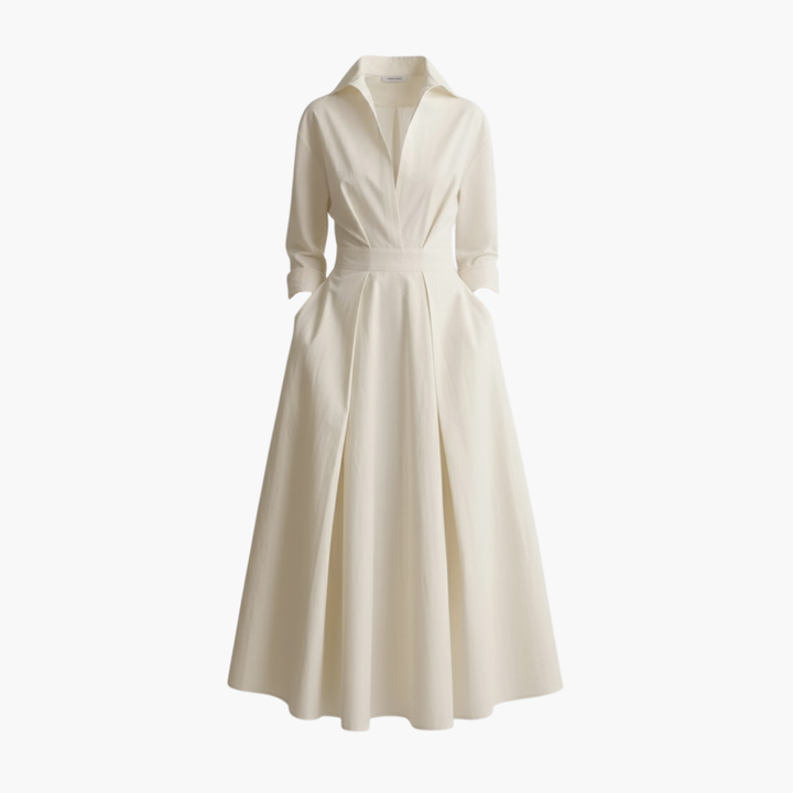 Elegant Women's Maxi Dress with Button Front and Defined Waist for Summer Outings 1