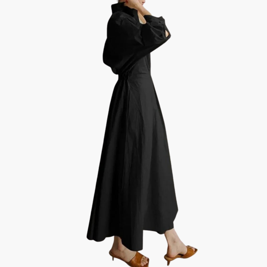 Elegant Women's Maxi Dress with Button Front and Defined Waist for Summer Outings 4