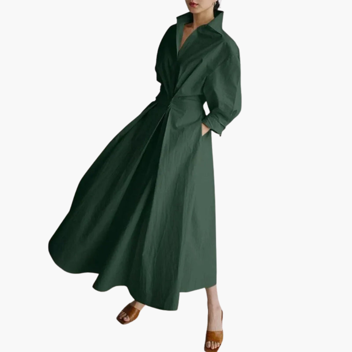 Elegant Women's Maxi Dress with Button Front and Defined Waist for Summer Outings 5