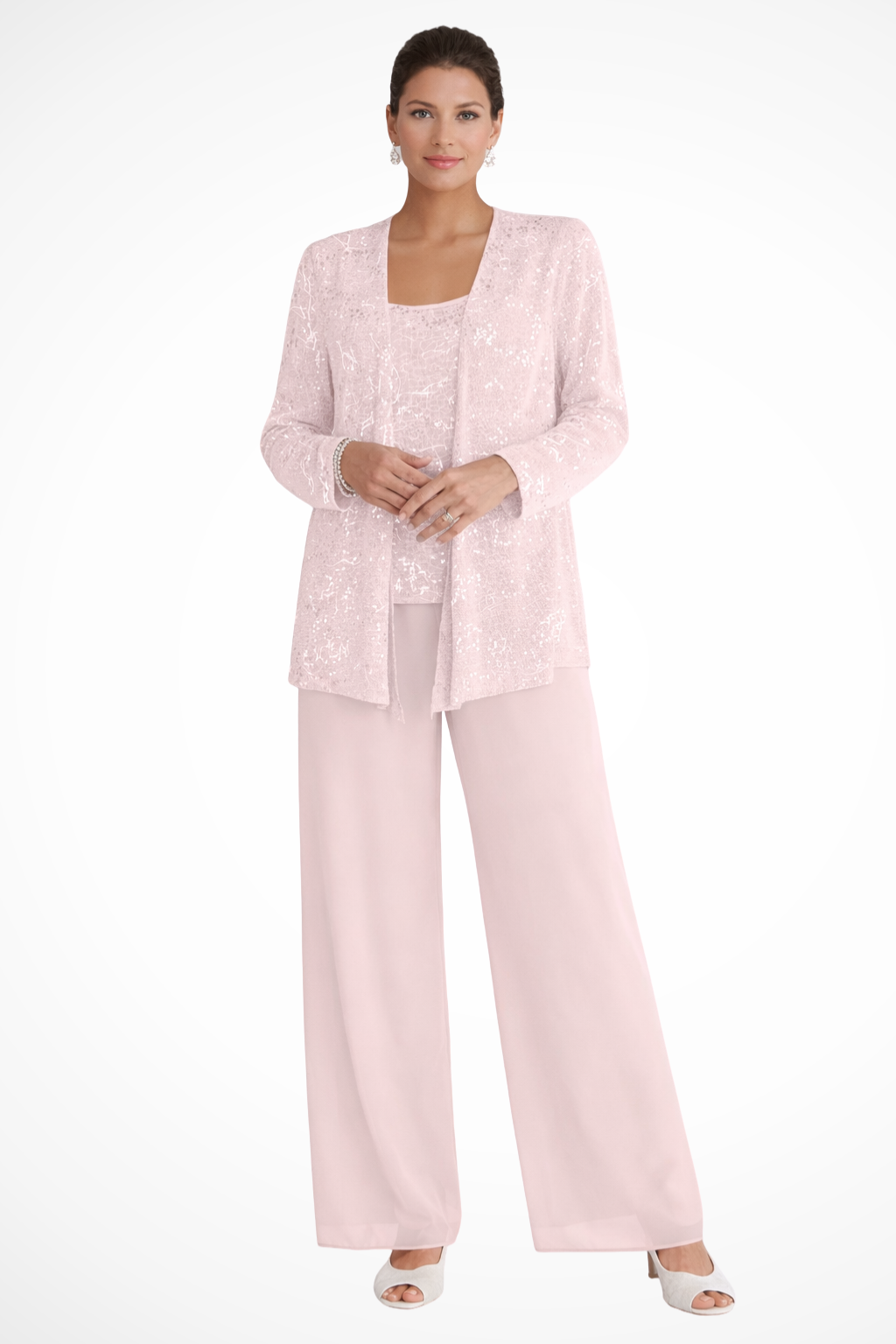 Elegant Women’s Sequin Lace Jacket and Wide Leg Trouser Suit for Special Occasions 9