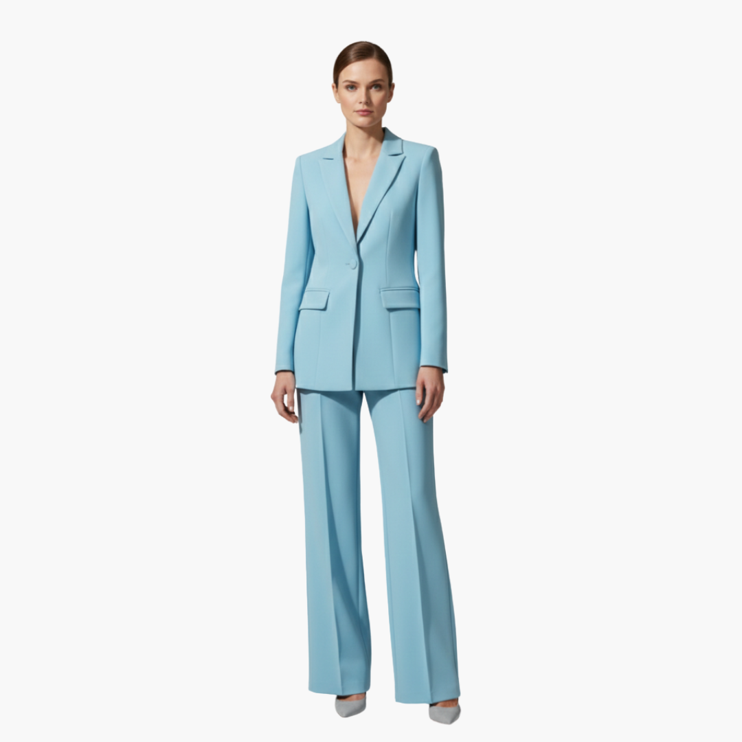Elegant Women's Suit Set - Tailored Blazer and Straight Leg Pants for Office and Formal Wear 0