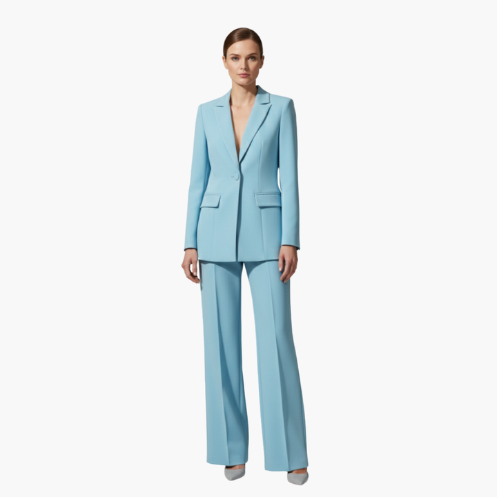 Elegant Women's Suit Set - Tailored Blazer and Straight Leg Pants for Office and Formal Wear 0