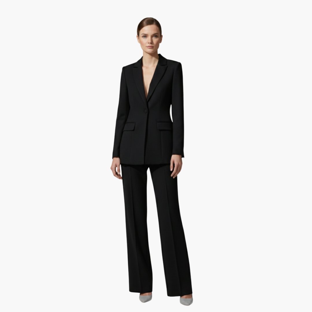Elegant Women's Suit Set - Tailored Blazer and Straight Leg Pants for Office and Formal Wear 10