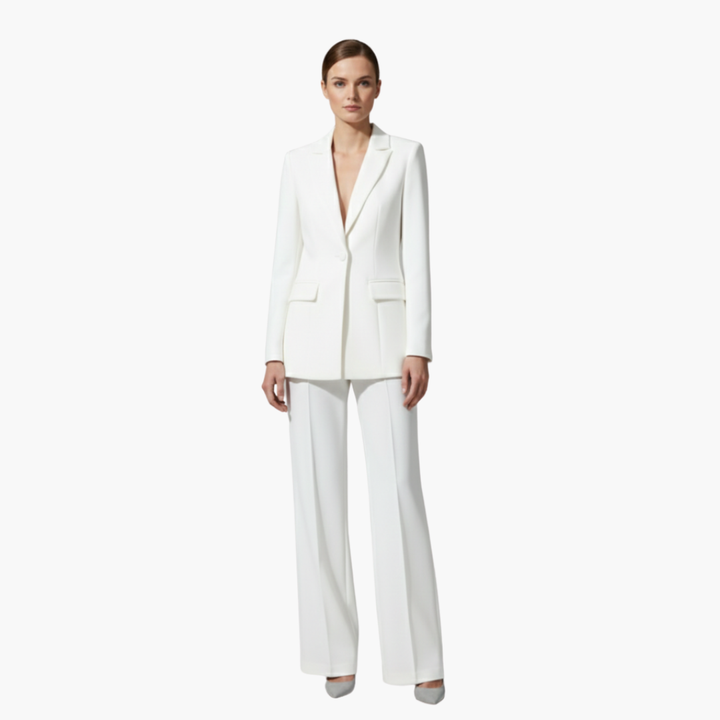 Elegant Women's Suit Set - Tailored Blazer and Straight Leg Pants for Office and Formal Wear 11