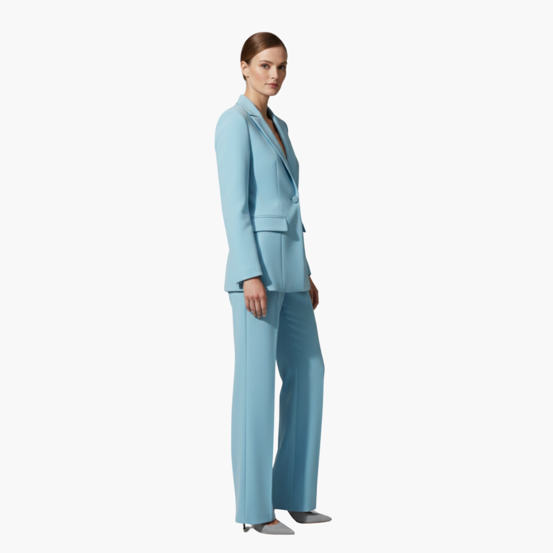Elegant Women's Suit Set - Tailored Blazer and Straight Leg Pants for Office and Formal Wear 2