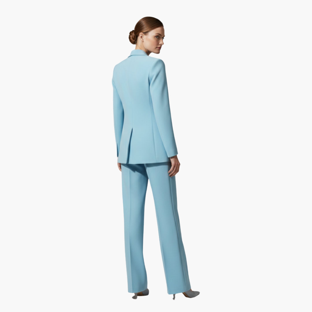 Elegant Women's Suit Set - Tailored Blazer and Straight Leg Pants for Office and Formal Wear 3