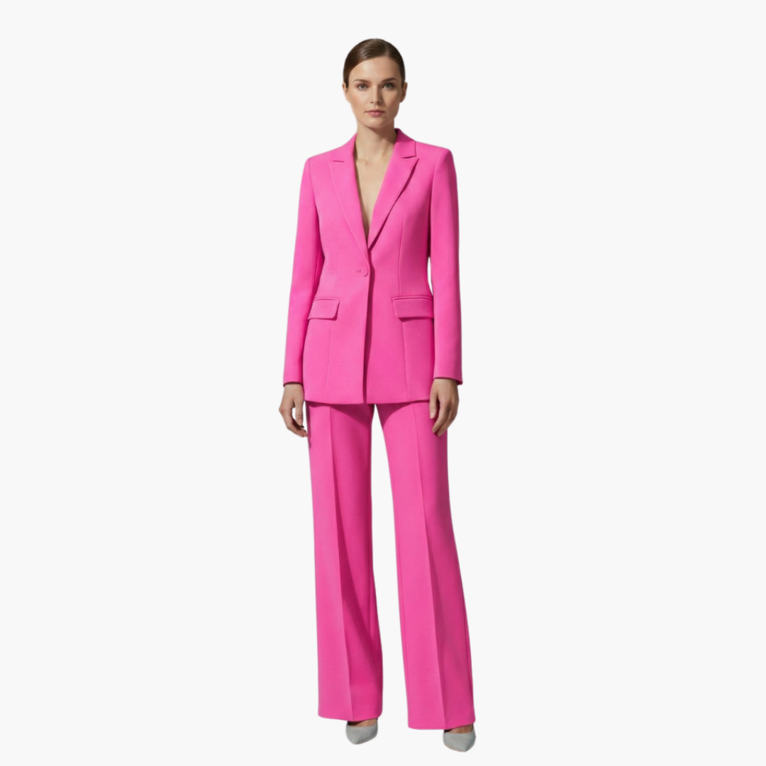 Elegant Women's Suit Set - Tailored Blazer and Straight Leg Pants for Office and Formal Wear 5