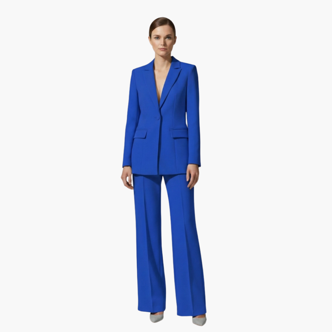 Elegant Women's Suit Set - Tailored Blazer and Straight Leg Pants for Office and Formal Wear 6