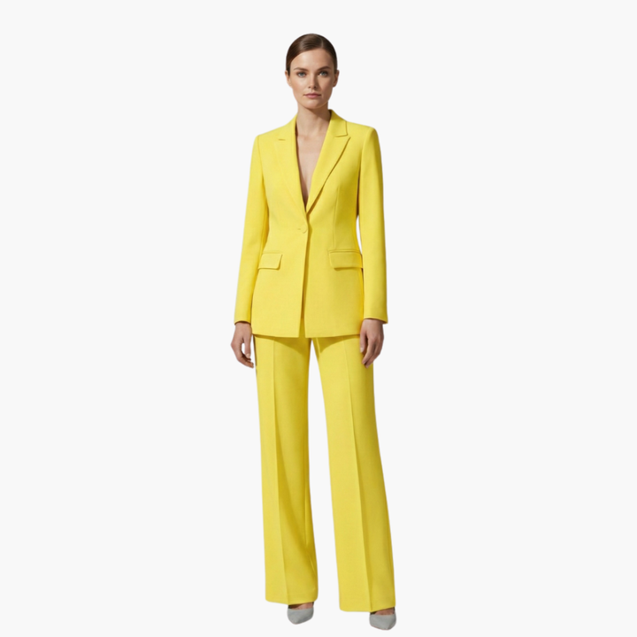Elegant Women's Suit Set - Tailored Blazer and Straight Leg Pants for Office and Formal Wear 7