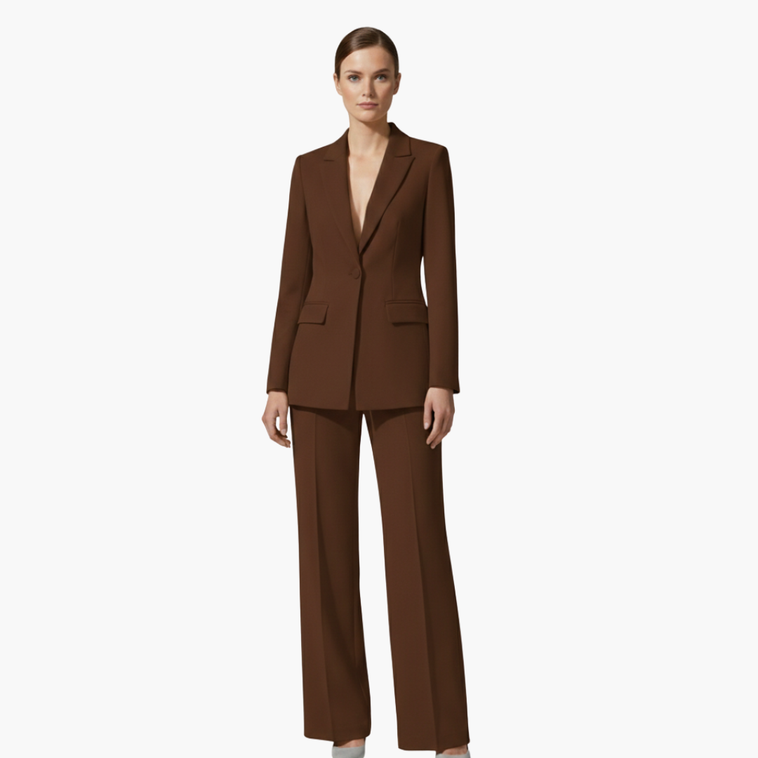 Elegant Women's Suit Set - Tailored Blazer and Straight Leg Pants for Office and Formal Wear 8