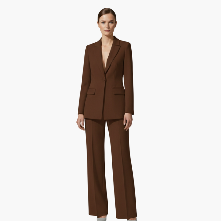 Elegant Women's Suit Set - Tailored Blazer and Straight Leg Pants for Office and Formal Wear 8