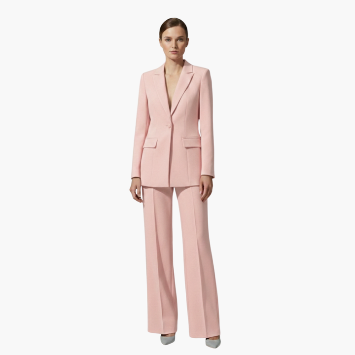 Elegant Women's Suit Set - Tailored Blazer and Straight Leg Pants for Office and Formal Wear 9