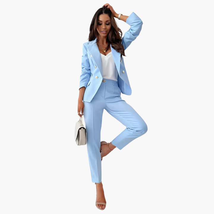 Elegant Women's Suit Set - Tailored Blazer and Straight Pants for Professional Style - Chic Pant Suits for Women 0