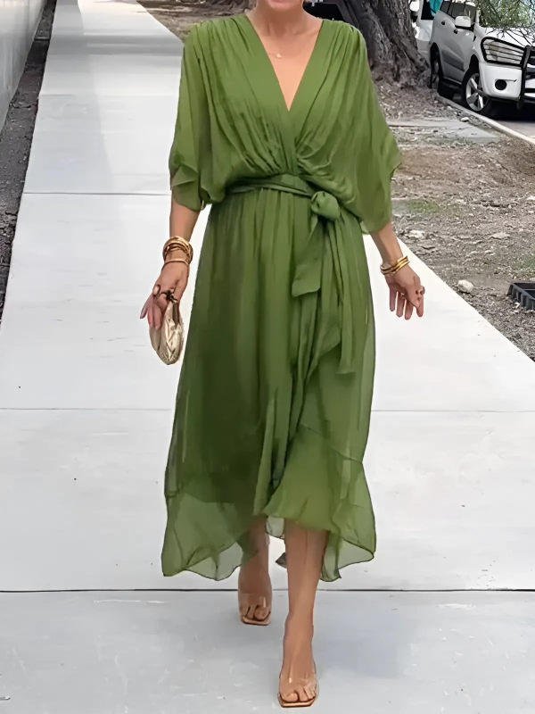 Elegant Wrap Midi Dress for Women - Versatile Formal Dresses for Any Occasion 1