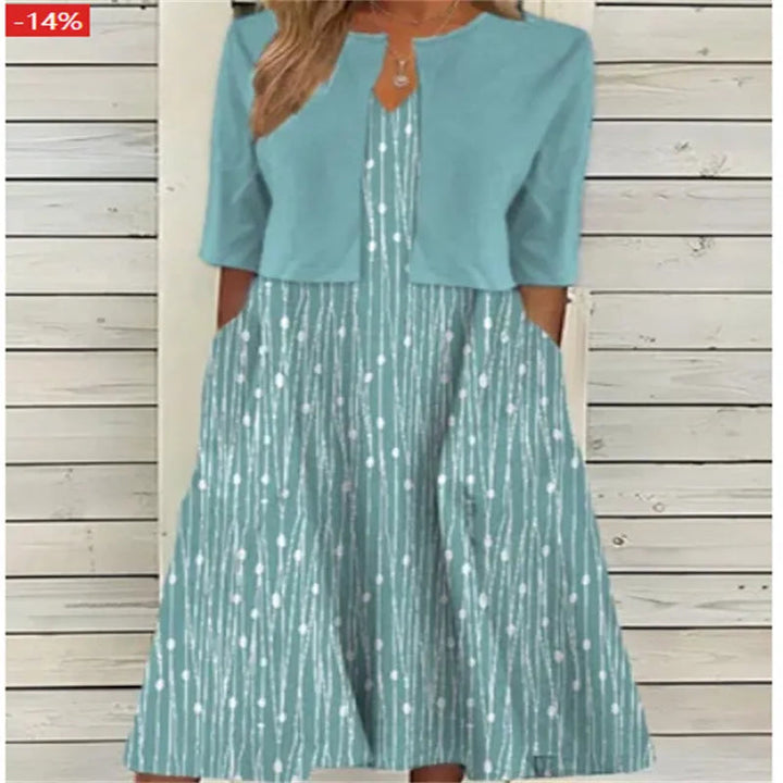 Floral Midi Dress for Women - Elegant Summer Dresses with Pockets, Casual Two-Piece Style 3