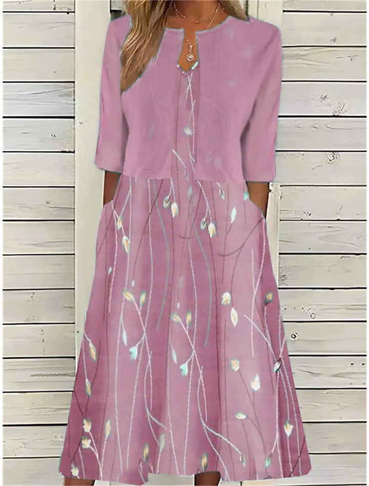 Floral Midi Dress for Women - Elegant Summer Dresses with Pockets, Casual Two-Piece Style 4