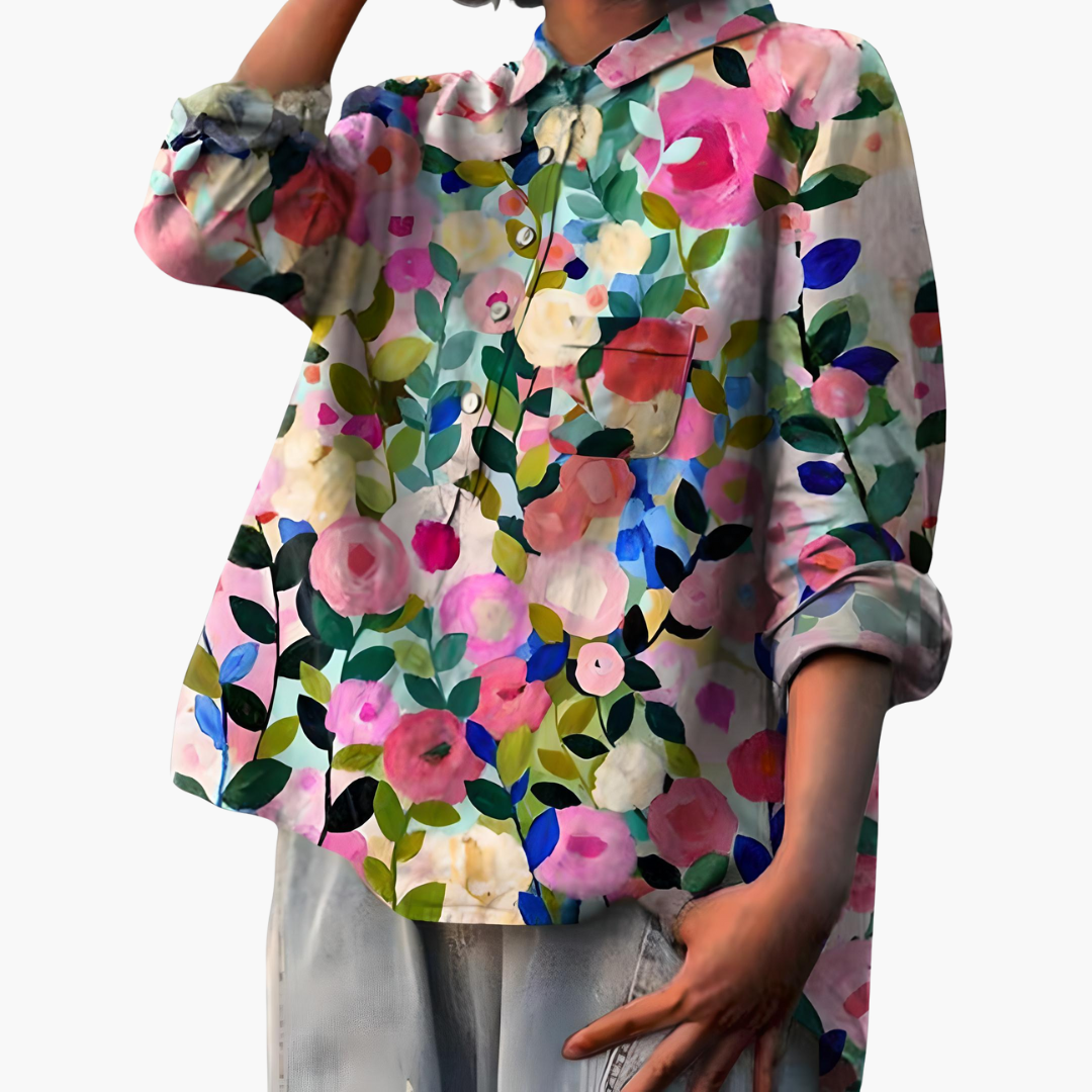 Floral Print Long Sleeve Blouse - Lightweight Summer Tops for Women, Stylish Casual Wear 0