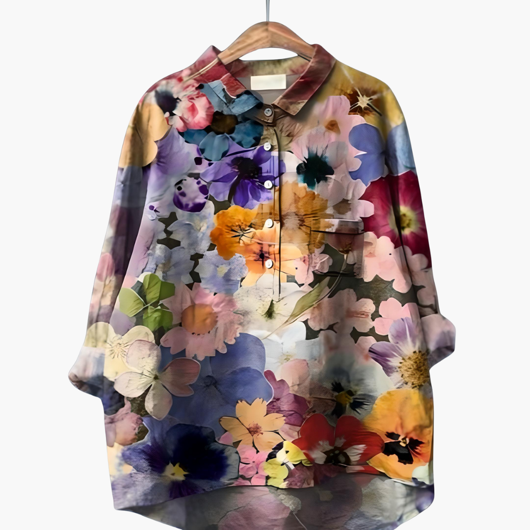 Floral Print Long Sleeve Blouse - Lightweight Summer Tops for Women, Stylish Casual Wear 2