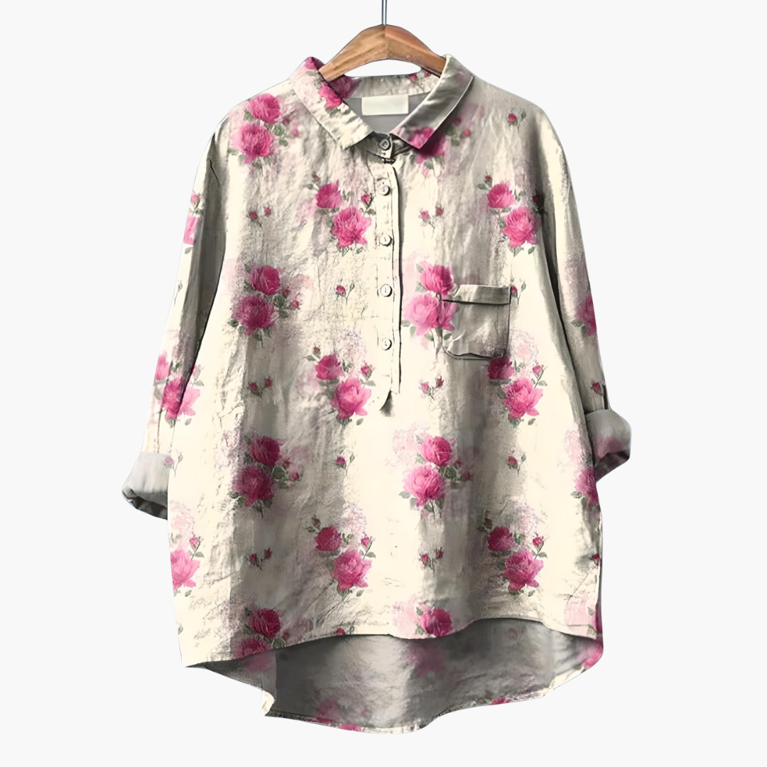 Floral Print Long Sleeve Blouse - Lightweight Summer Tops for Women, Stylish Casual Wear 5