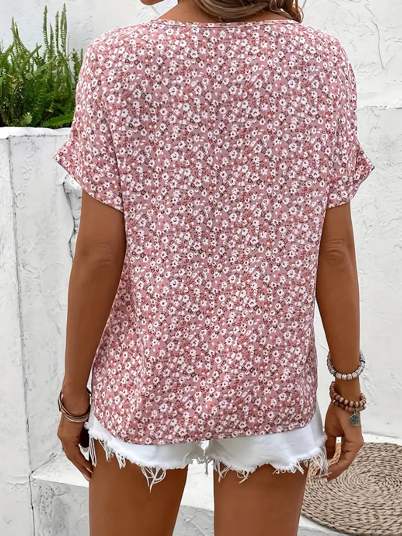 Floral Print Women's Blouse - Lightweight Summer Top for Women, Stylish and Versatile Fashion Blouse 1