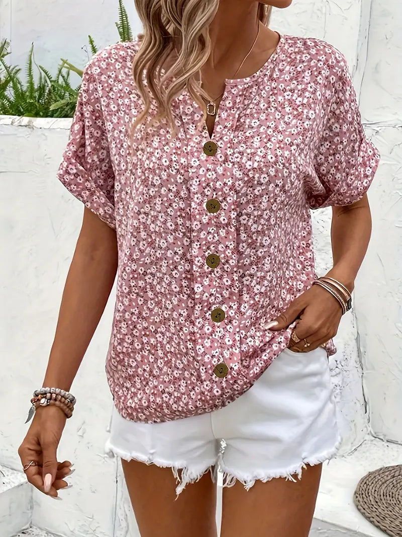 Floral Print Women's Blouse - Lightweight Summer Top for Women, Stylish and Versatile Fashion Blouse 2