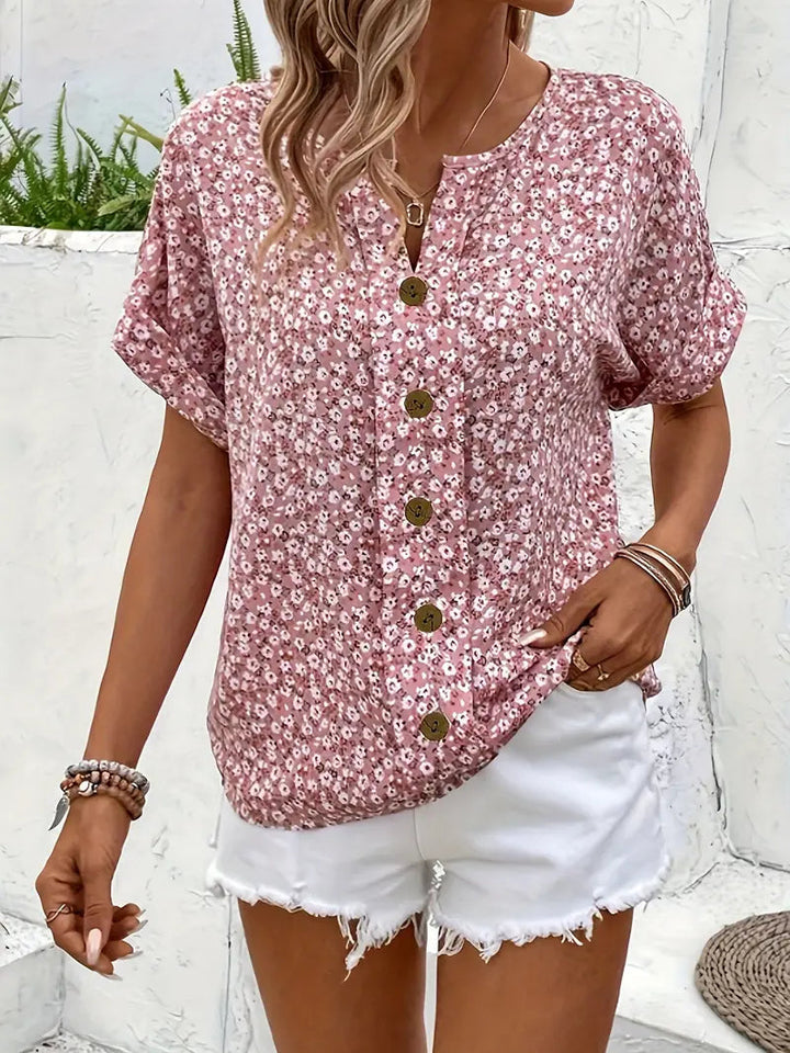 Floral Print Women's Blouse - Lightweight Summer Top for Women, Stylish and Versatile Fashion Blouse 2