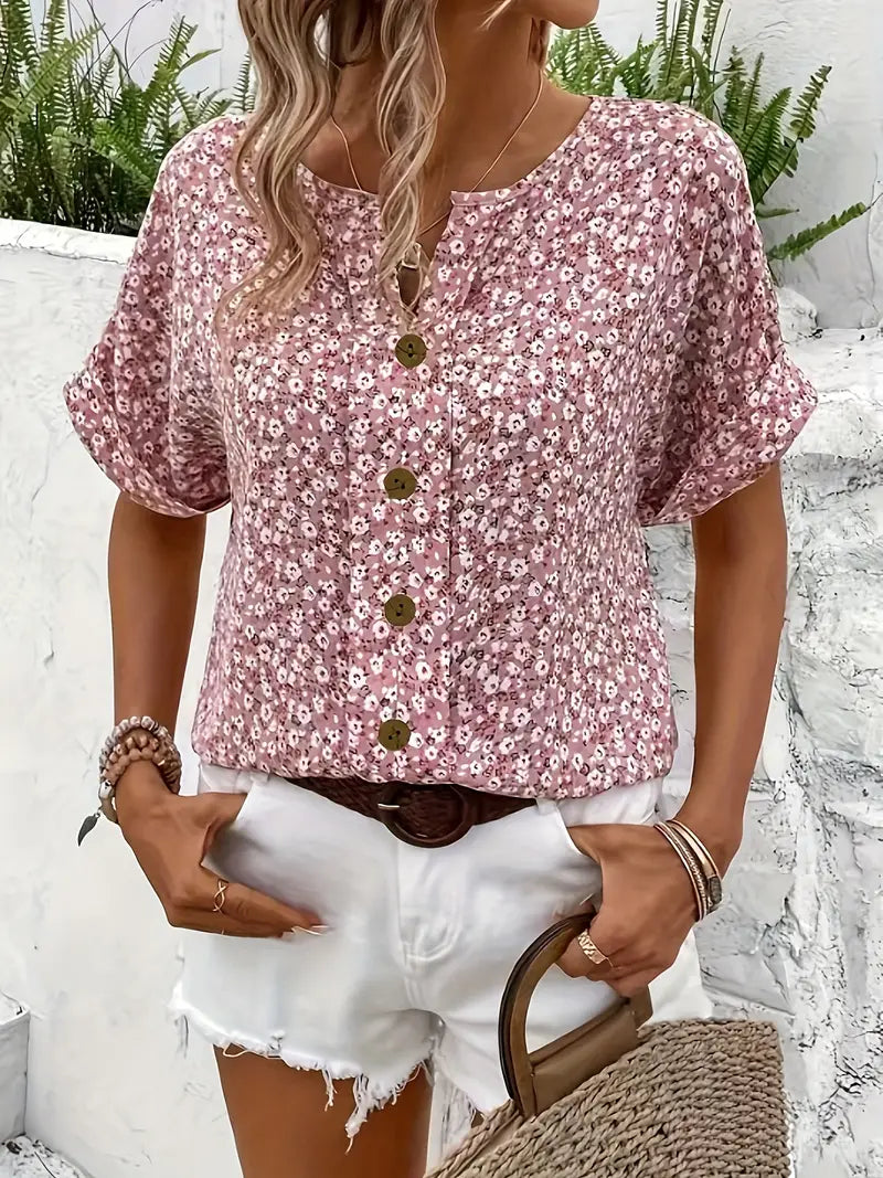Floral Print Women's Blouse - Lightweight Summer Top for Women, Stylish and Versatile Fashion Blouse 3