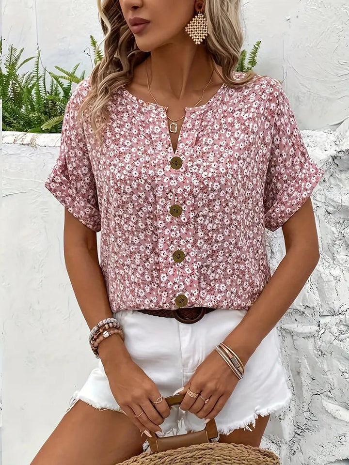 Floral Print Women's Blouse - Lightweight Summer Top for Women, Stylish and Versatile Fashion Blouse 4