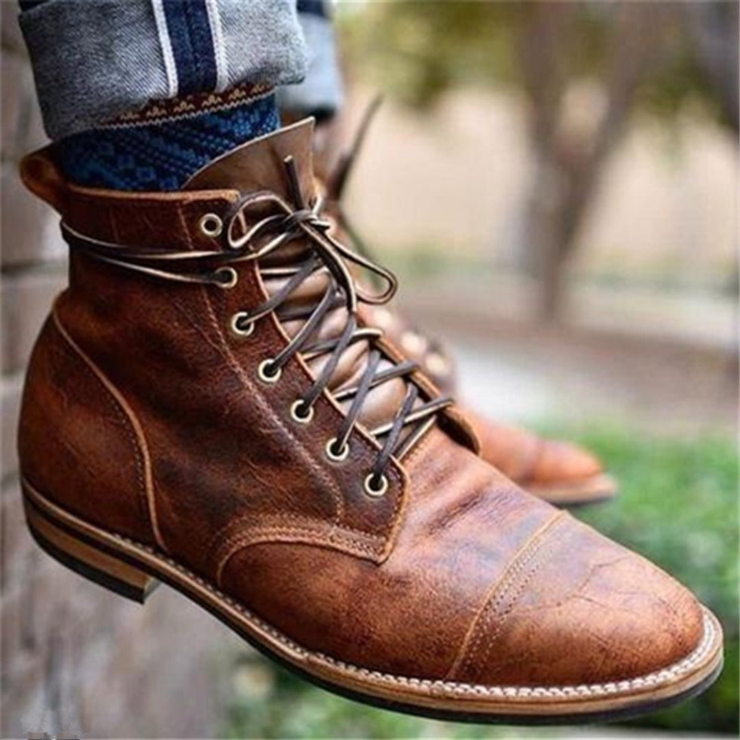 Men's Orthopedic Lace-Up Cap-Toe Ankle Boots with Arch Support 4