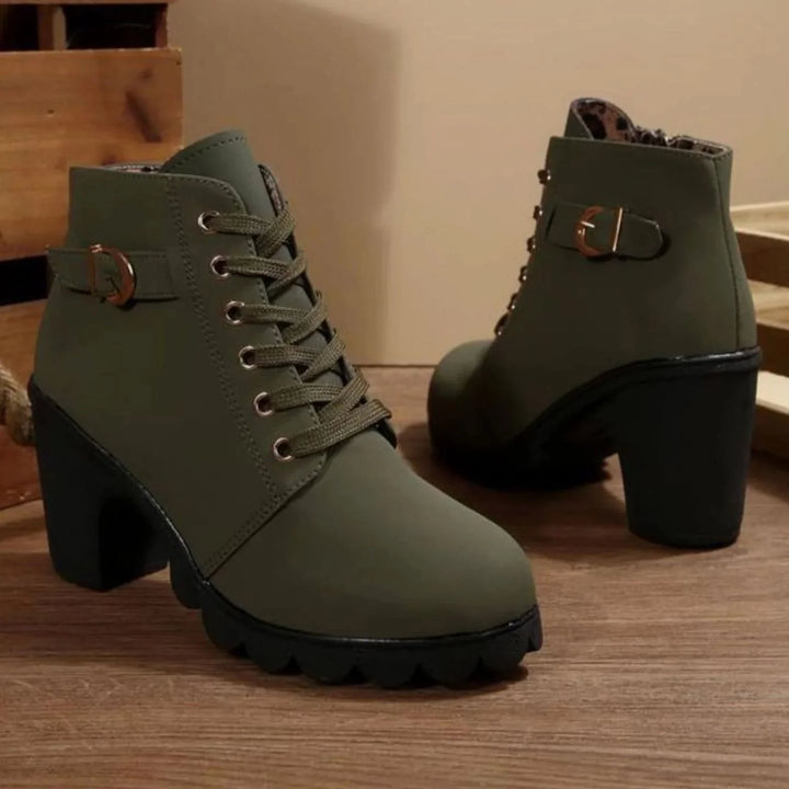 Nora | Women's lace-up ankle boots with block heel and profiled sole 2