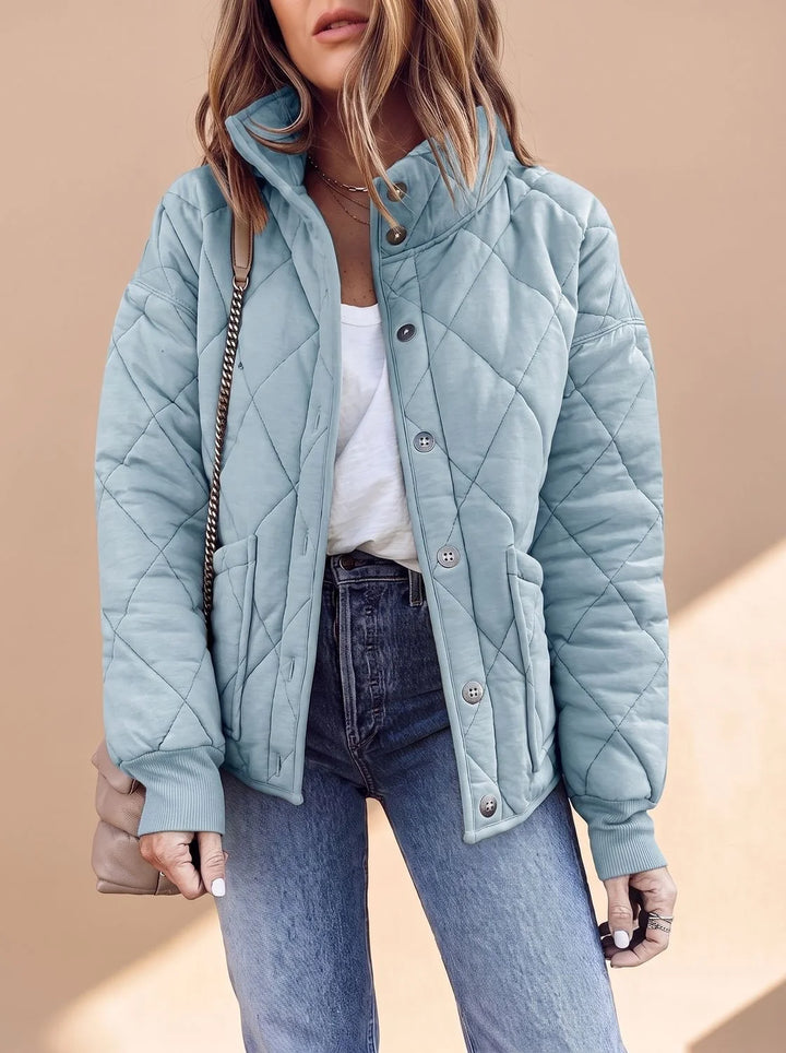 Sophie | Damen Gesteppte Übergangsjacke mit Stehkragen Knopfleiste 4