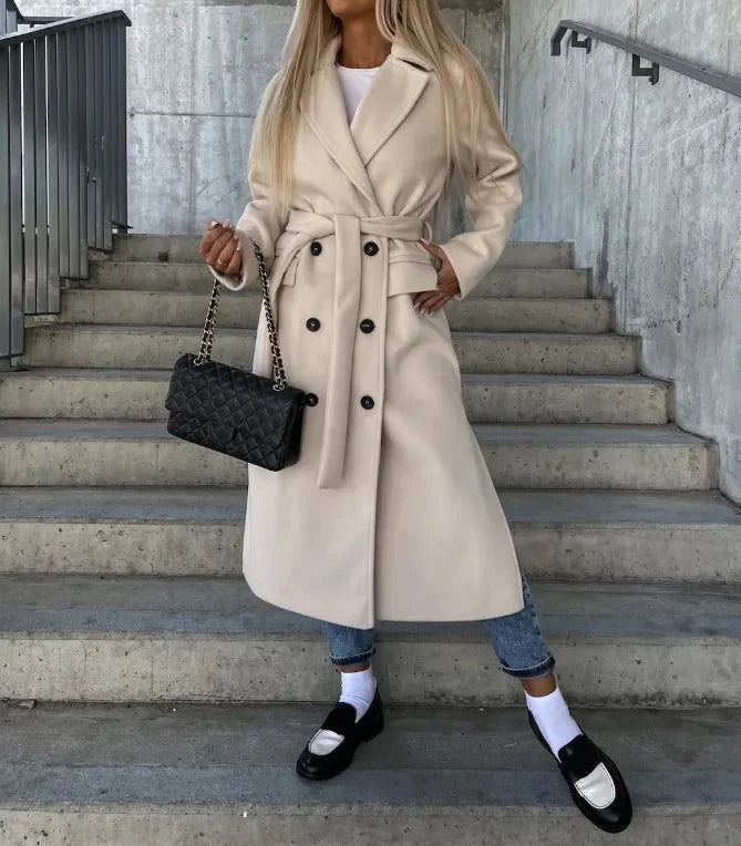 Svenja | Oversized Mantel mit Reverskragen und Zweireiher 1