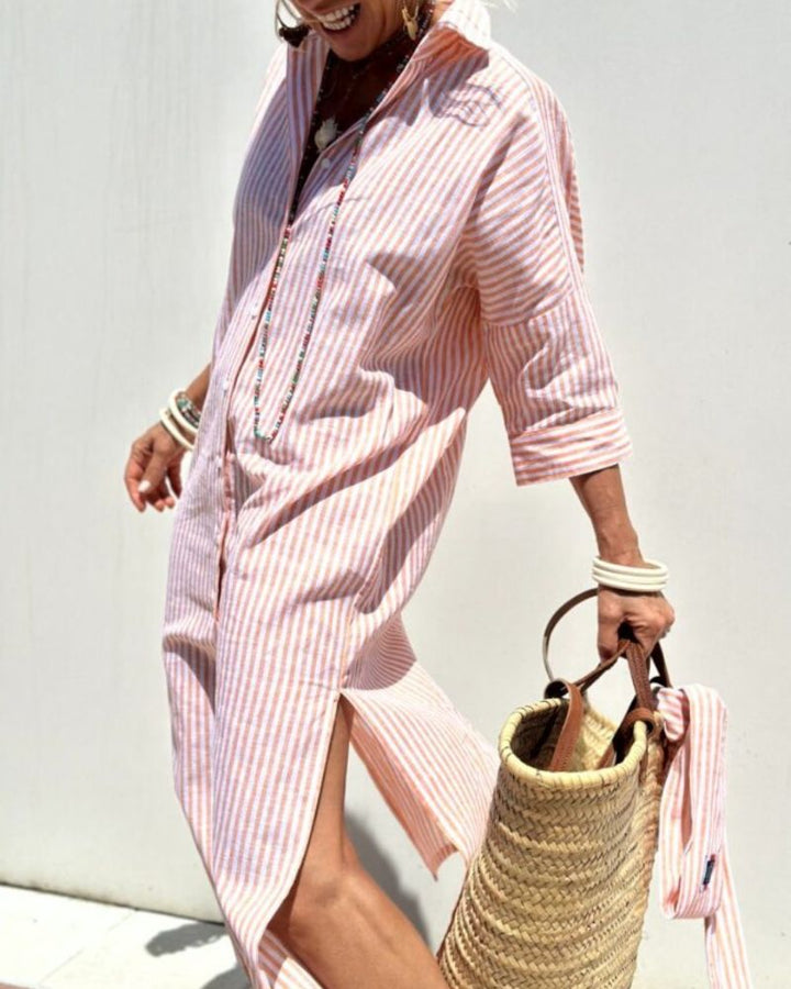 Timeless Striped Shirt Dress for Women - Elegant Summer Fashion 1