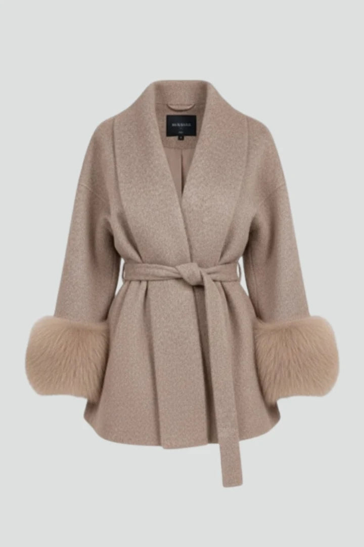Women’s Belted Full Length Coat with Waist Tie 1