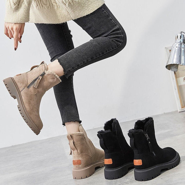Women's Black Ankle Boots with Orthopedic Arch Support - Cozy Slip-On Booties for Women, Fleece-Lined Winter Comfort 2