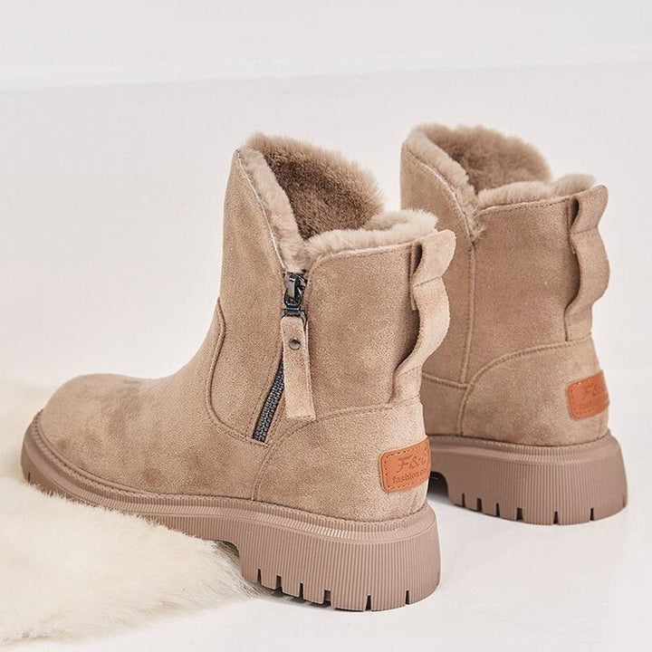 Women's Black Ankle Boots with Orthopedic Arch Support - Cozy Slip-On Booties for Women, Fleece-Lined Winter Comfort 6
