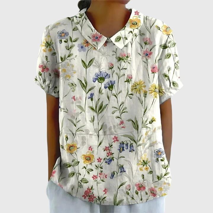 Women's Blouse - Floral Print Short Sleeve Summer Tops for Women, Perfect for Warm Weather Casual Outings 0