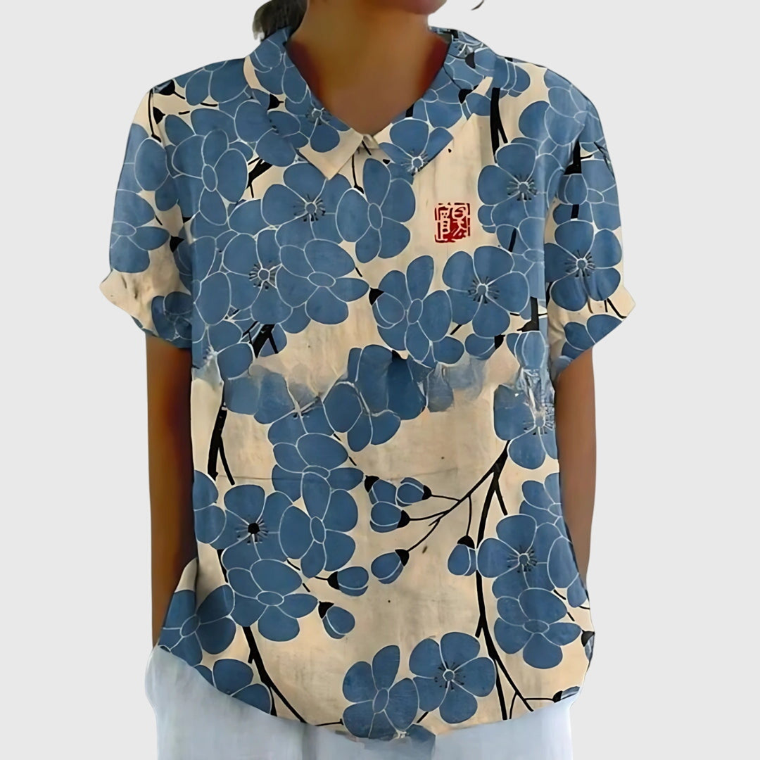 Women's Blouse - Floral Print Short Sleeve Summer Tops for Women, Perfect for Warm Weather Casual Outings 10