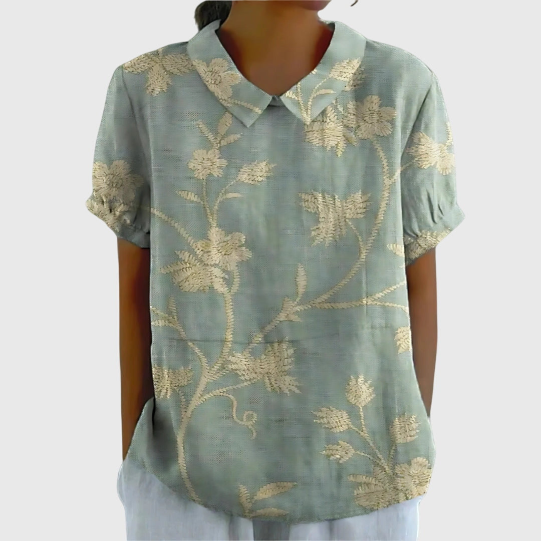 Women's Blouse - Floral Print Short Sleeve Summer Tops for Women, Perfect for Warm Weather Casual Outings 11