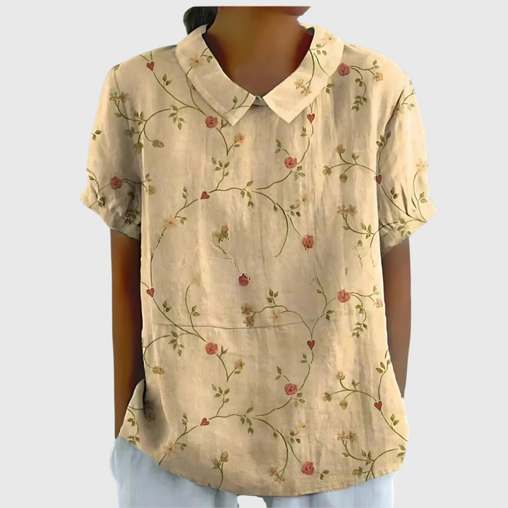 Women's Blouse - Floral Print Short Sleeve Summer Tops for Women, Perfect for Warm Weather Casual Outings 12