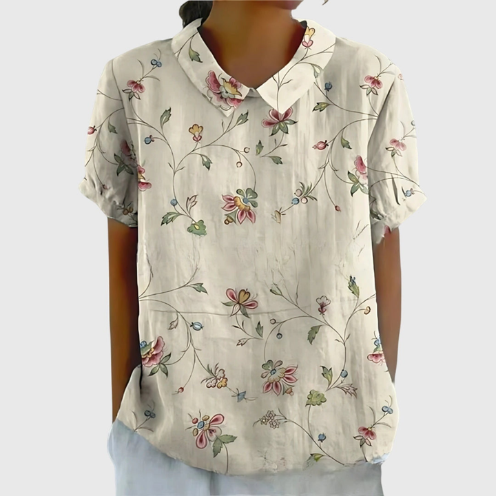 Women's Blouse - Floral Print Short Sleeve Summer Tops for Women, Perfect for Warm Weather Casual Outings 3