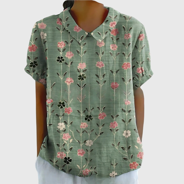 Women's Blouse - Floral Print Short Sleeve Summer Tops for Women, Perfect for Warm Weather Casual Outings 7