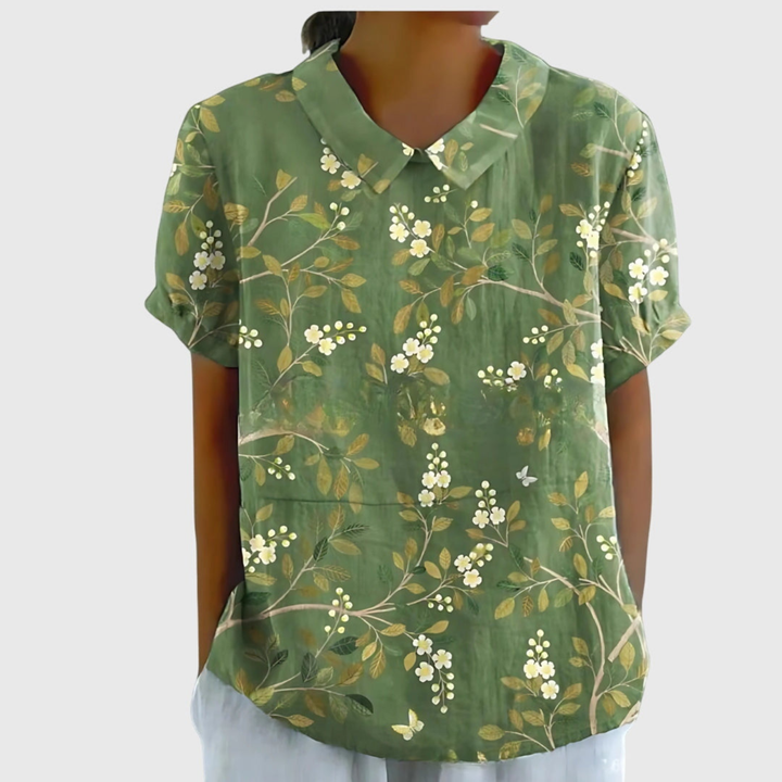 Women's Blouse - Floral Print Short Sleeve Summer Tops for Women, Perfect for Warm Weather Casual Outings 9