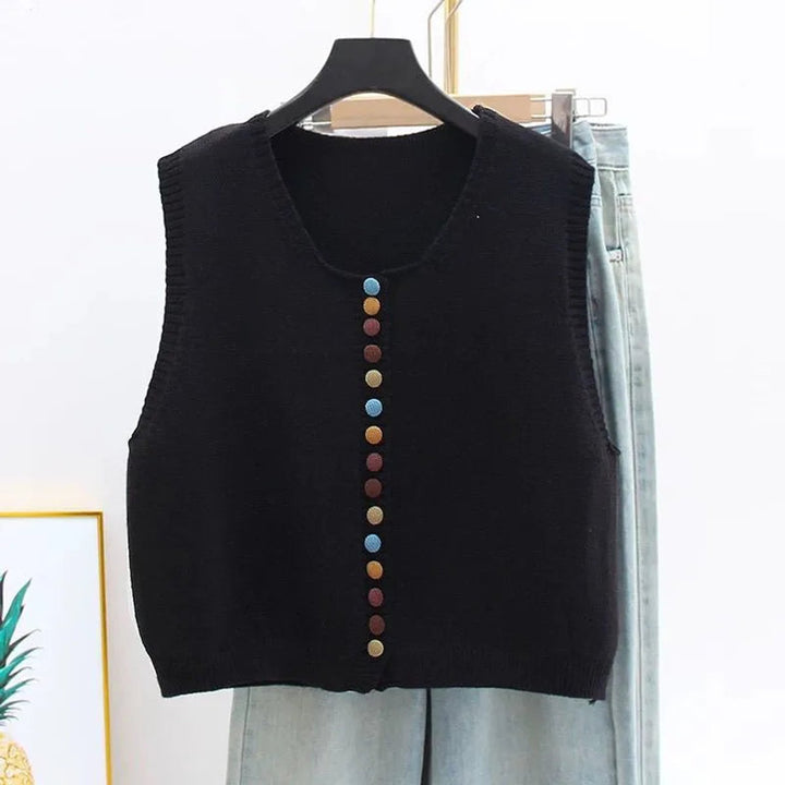 Women's Colorful Button Sleeveless Knit Sweater Vest for Layering 2