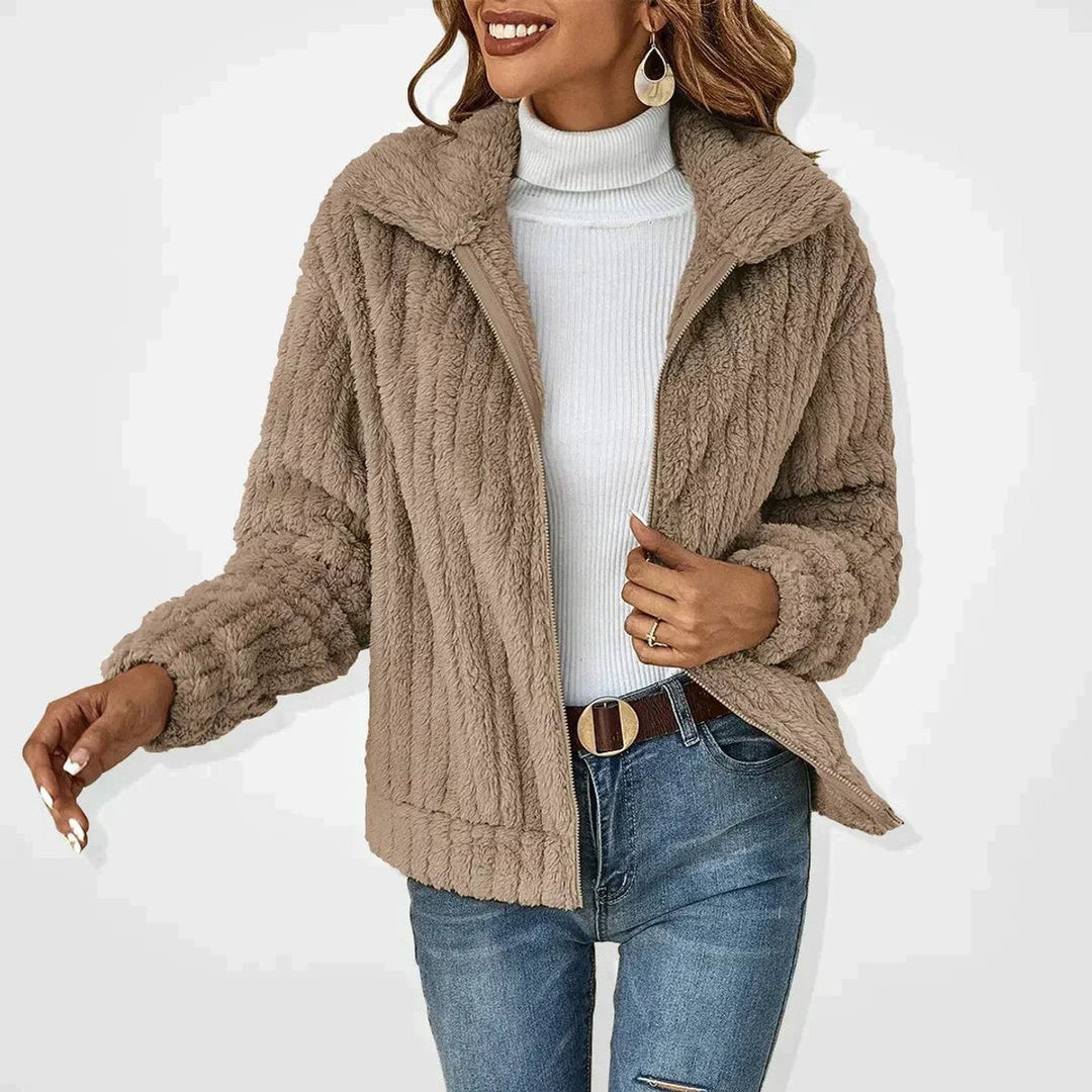 Women's Cozy Sherpa Cardigan Jacket with Zip-Up Closure for Cold Weather 0