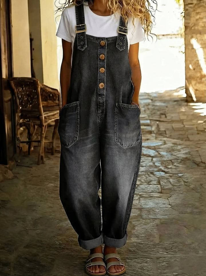 Women's Denim Jumpsuit - Adjustable Buckle Overall for Casual Summer Style 1