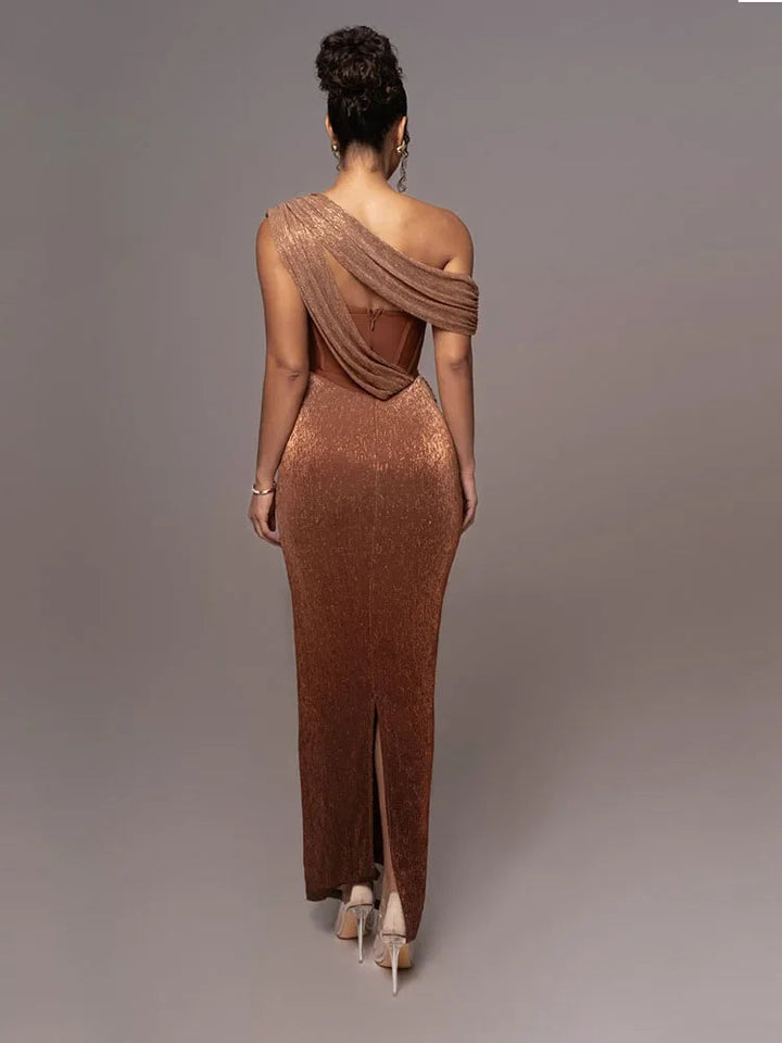 Women's Elegant One-Shoulder Maxi Dress for Evening Events 1